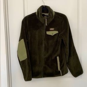 LL Bean womens hi-pile fleece jacket medium green